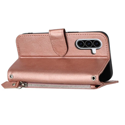 For Samsung Galaxy A26 5G Case Zipper Pocket Leather Phone Cover with Crossbody Shoulder Strap