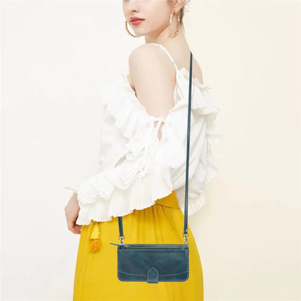 For Samsung Galaxy A26 5G Case Zipper Pocket Leather Phone Cover with Crossbody Shoulder Strap