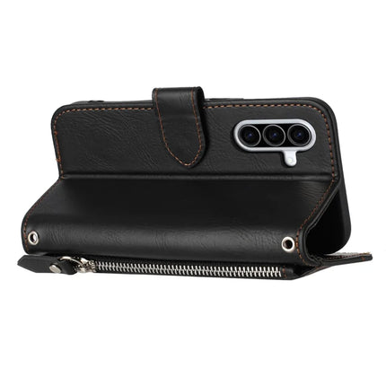 For Samsung Galaxy A26 5G Case Zipper Pocket Leather Phone Cover with Crossbody Shoulder Strap