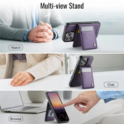 For iPhone 16 Pro JEEHOOD J06 Leather Back Cover Compatible with MagSafe Detachable Card Bag RFID Blocking