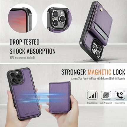 For iPhone 16 Pro Max JEEHOOD J06 Leather Back Cover Compatible with MagSafe Detachable Card Bag RFID Blocking