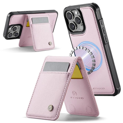 For iPhone 16 Pro Max JEEHOOD J06 Leather Back Cover Compatible with MagSafe Detachable Card Bag RFID Blocking
