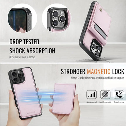 For iPhone 16 Pro Max JEEHOOD J06 Leather Back Cover Compatible with MagSafe Detachable Card Bag RFID Blocking