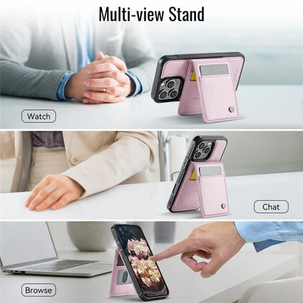 For iPhone 16 Pro Max JEEHOOD J06 Leather Back Cover Compatible with MagSafe Detachable Card Bag RFID Blocking