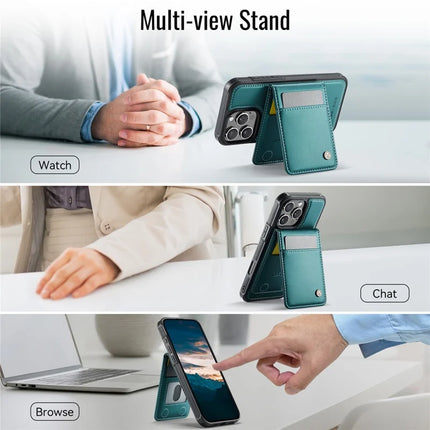 For iPhone 16 Pro Max JEEHOOD J06 Leather Back Cover Compatible with MagSafe Detachable Card Bag RFID Blocking