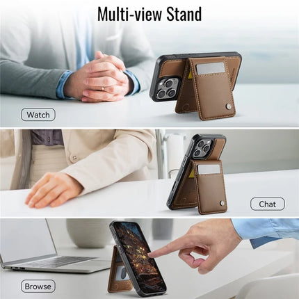 For iPhone 16 Pro Max JEEHOOD J06 Leather Back Cover Compatible with MagSafe Detachable Card Bag RFID Blocking