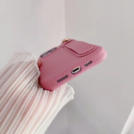For iPhone 16 Pro Case Wristband Kickstand PU Leather + PET Phone Cover