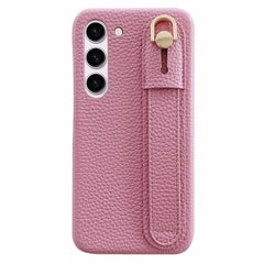 For Samsung Galaxy S23 Case Wristband Kickstand PU Leather + PET Phone Cover - Pink