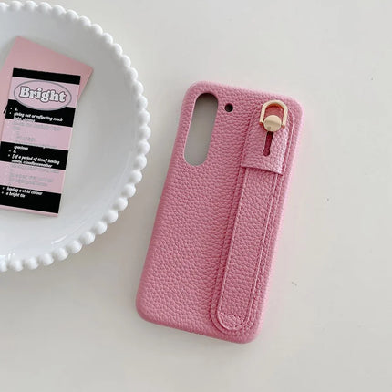 For Samsung Galaxy S23 Case Wristband Kickstand PU Leather + PET Phone Cover