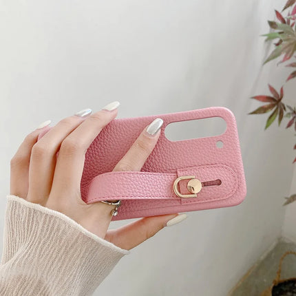 For Samsung Galaxy S23 Case Wristband Kickstand PU Leather + PET Phone Cover