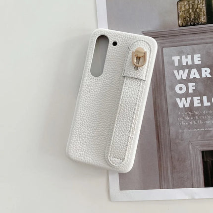 For Samsung Galaxy S23 Case Wristband Kickstand PU Leather + PET Phone Cover