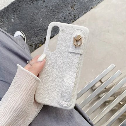 For Samsung Galaxy S23 Case Wristband Kickstand PU Leather + PET Phone Cover