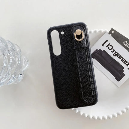 For Samsung Galaxy S23 Case Wristband Kickstand PU Leather + PET Phone Cover