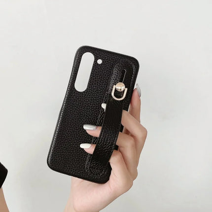 For Samsung Galaxy S23 Case Wristband Kickstand PU Leather + PET Phone Cover