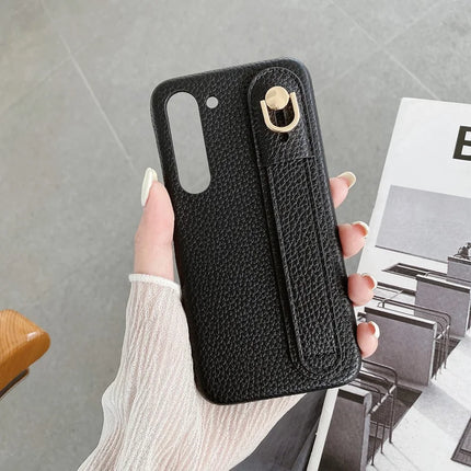 For Samsung Galaxy S23 Case Wristband Kickstand PU Leather + PET Phone Cover