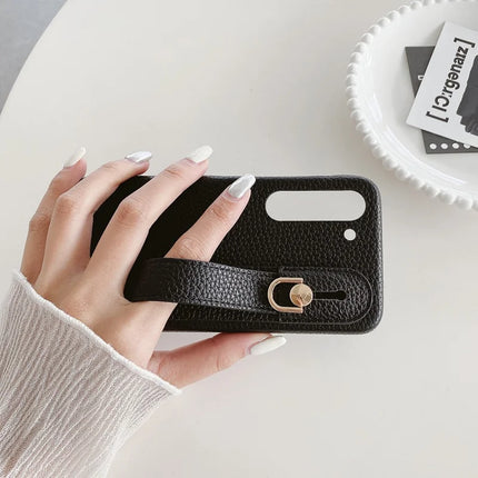 For Samsung Galaxy S23 Case Wristband Kickstand PU Leather + PET Phone Cover