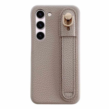 For Samsung Galaxy S23 Case Wristband Kickstand PU Leather + PET Phone Cover - Grey