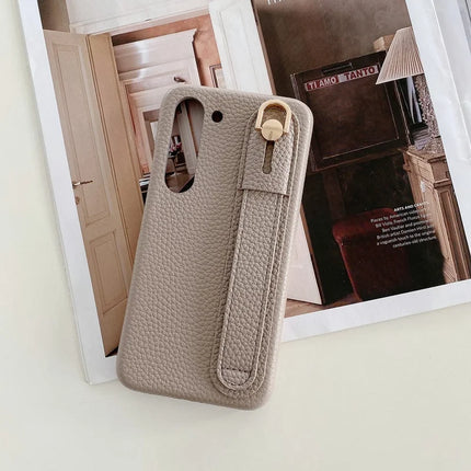 For Samsung Galaxy S23 Case Wristband Kickstand PU Leather + PET Phone Cover
