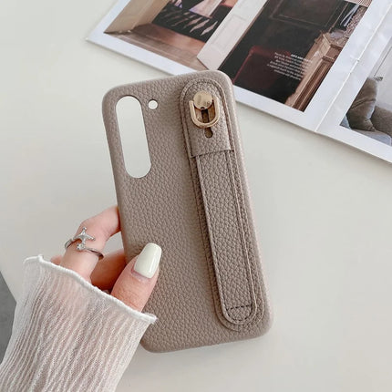 For Samsung Galaxy S23 Case Wristband Kickstand PU Leather + PET Phone Cover