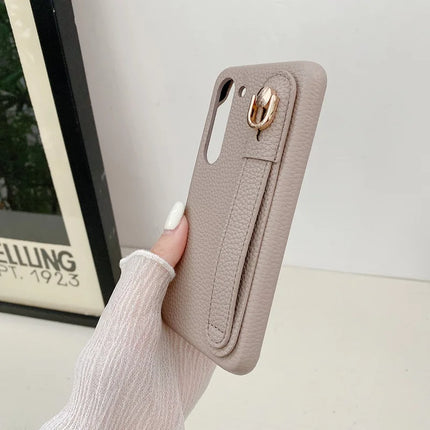 For Samsung Galaxy S23 Case Wristband Kickstand PU Leather + PET Phone Cover