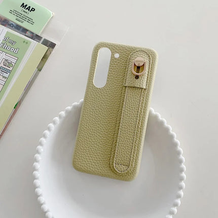 For Samsung Galaxy S23 Case Wristband Kickstand PU Leather + PET Phone Cover
