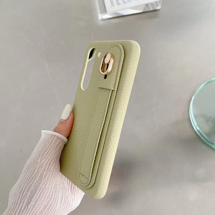 For Samsung Galaxy S23 Case Wristband Kickstand PU Leather + PET Phone Cover