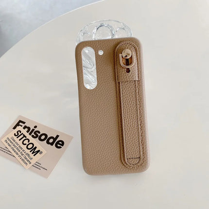 For Samsung Galaxy S23 Case Wristband Kickstand PU Leather + PET Phone Cover