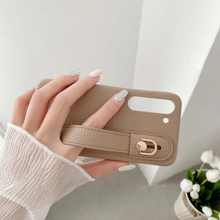 For Samsung Galaxy S23 Case Wristband Kickstand PU Leather + PET Phone Cover