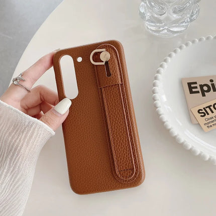 For Samsung Galaxy S23 Case Wristband Kickstand PU Leather + PET Phone Cover