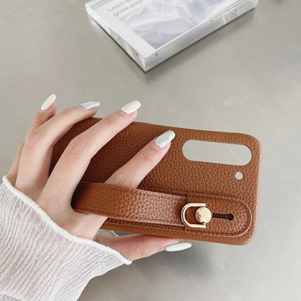 For Samsung Galaxy S23 Case Wristband Kickstand PU Leather + PET Phone Cover