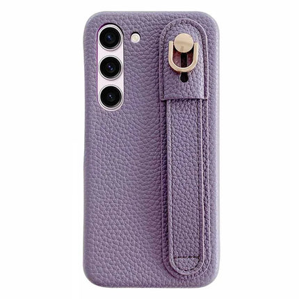 For Samsung Galaxy S23 Case Wristband Kickstand PU Leather + PET Phone Cover - Purple
