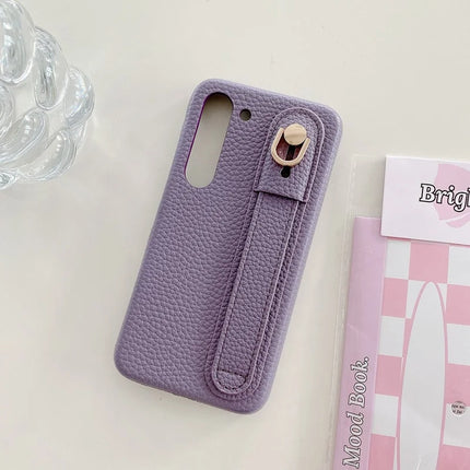 For Samsung Galaxy S23 Case Wristband Kickstand PU Leather + PET Phone Cover