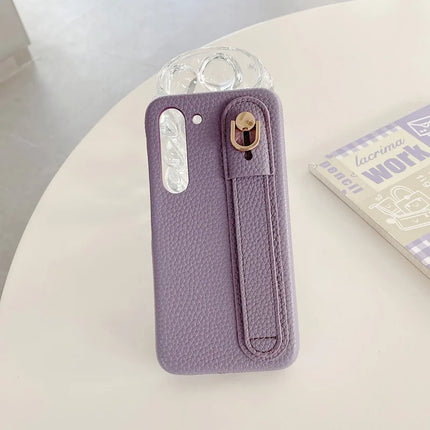 For Samsung Galaxy S23 Case Wristband Kickstand PU Leather + PET Phone Cover
