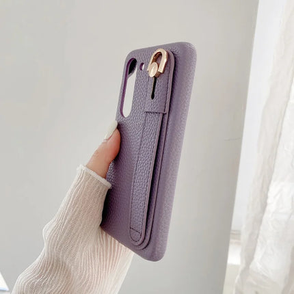 For Samsung Galaxy S23 Case Wristband Kickstand PU Leather + PET Phone Cover