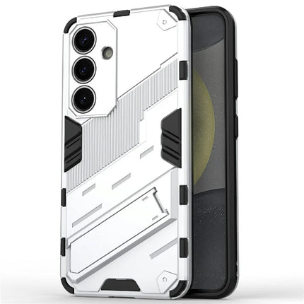 For Samsung Galaxy A56 5G Case PC+TPU Shockproof Phone Cover with Kickstand - White