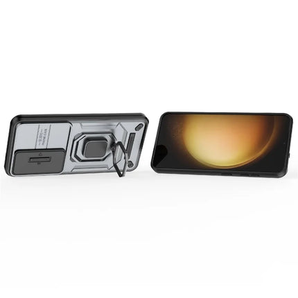 For Samsung Galaxy A36 5G Case PC+TPU Kickstand Phone Protector with Lens Cover