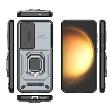For Samsung Galaxy A36 5G Case PC+TPU Kickstand Phone Protector with Lens Cover