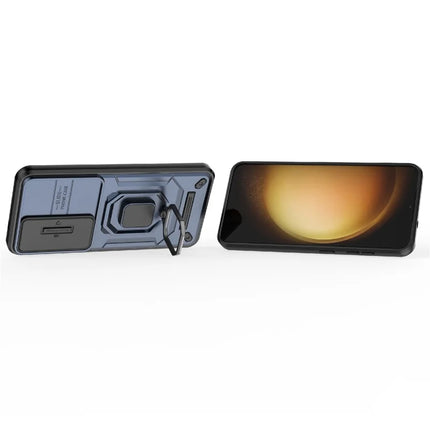 For Samsung Galaxy A36 5G Case PC+TPU Kickstand Phone Protector with Lens Cover