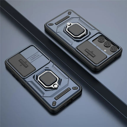 For Samsung Galaxy A36 5G Case PC+TPU Kickstand Phone Protector with Lens Cover