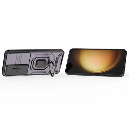 For Samsung Galaxy A36 5G Case PC+TPU Kickstand Phone Protector with Lens Cover