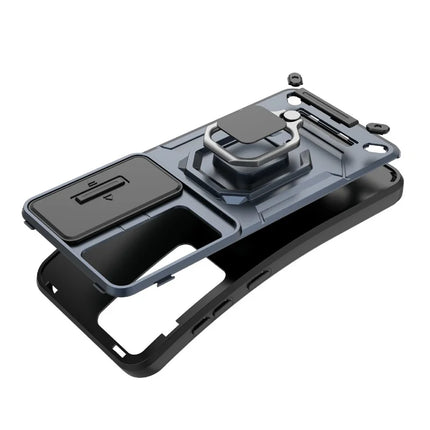 For Samsung Galaxy A36 5G Case PC+TPU Kickstand Phone Protector with Lens Cover