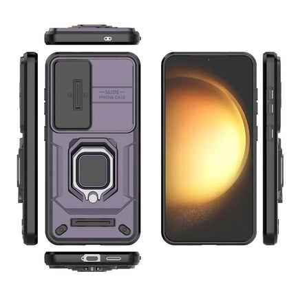 For Samsung Galaxy A36 5G Case PC+TPU Kickstand Phone Protector with Lens Cover