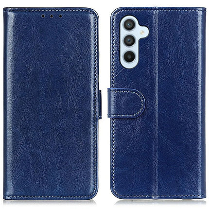 For Samsung Galaxy A26 5G Case Crazy Horse Texture PU Leather Phone Stand Cover - Blue