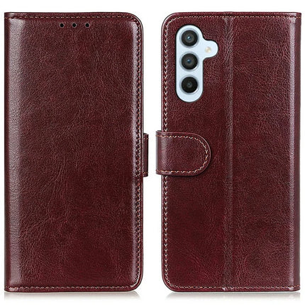 For Samsung Galaxy A26 5G Case Crazy Horse Texture PU Leather Phone Stand Cover - Brown