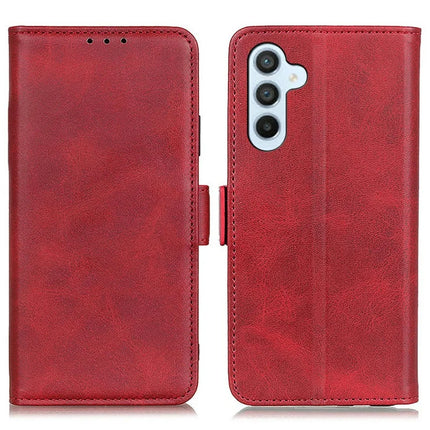 For Samsung Galaxy A26 5G Case Stand Cowhide Texture PU Leather Phone Cover - Red