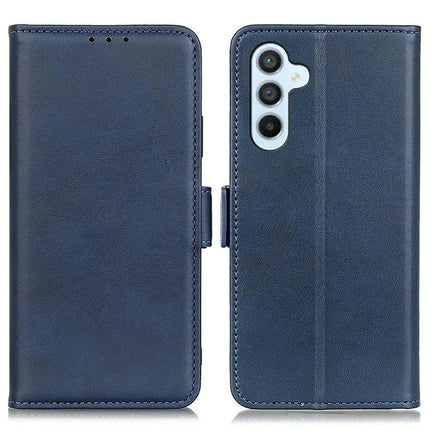 For Samsung Galaxy A26 5G Case Stand Cowhide Texture PU Leather Phone Cover - Blue