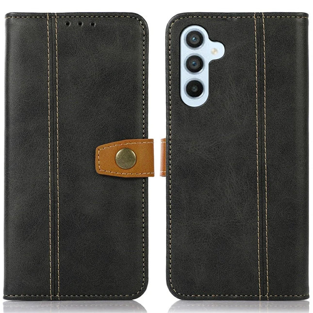 For Samsung Galaxy A26 5G Case Calf Texture Flip Leather Phone Cover - Black