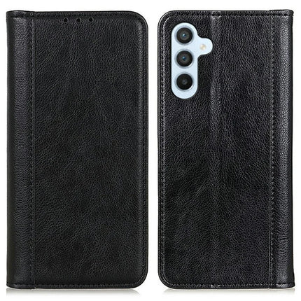 For Samsung Galaxy A26 5G Stand Case Split Leather Litchi Texture Wallet Phone Cover - Black