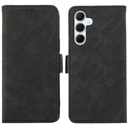 ABEEL For Samsung Galaxy A26 5G Case PU Leather Folio Stand View RFID Blocking Phone Cover - Black