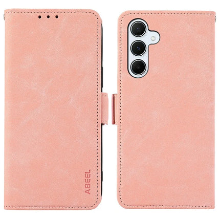 ABEEL For Samsung Galaxy A26 5G Case PU Leather Folio Stand View RFID Blocking Phone Cover - Pink